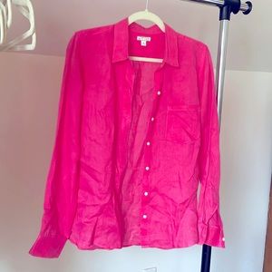 Gap "Shocking Pink" fitted boyfriend button down shirt